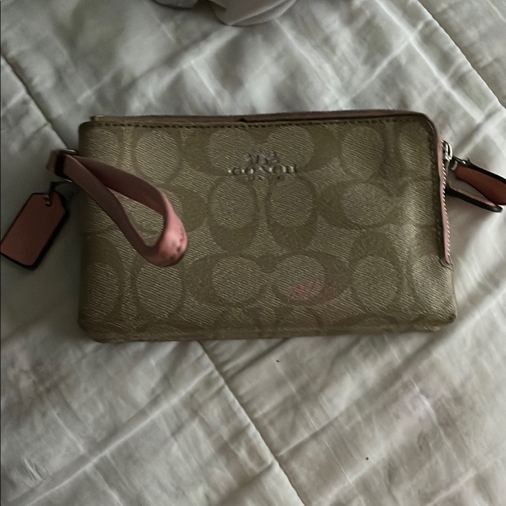 Coach Gold Clutch with Monogram Pattern